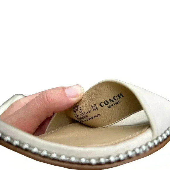 Coach Cork Heel Sandal Leather Platform Chalk Beige Quartz Sandals 9 - Picture 10 of 10